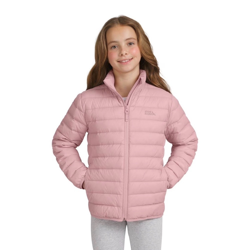 Eddie Bauer Girls' Light Dusty Pink Quilted Puffer Jacket. Size M 7/8